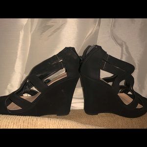 Black open wedges Top moda shoes